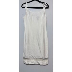 B.Moss Cream Multi-Strap Slip Dress Linen Blend Size 8 Y2K Minimalist Clean Girl